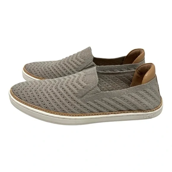 UGG Sammy Silver Metallic Chevron Slip-On Comfort Sneakers Shoes Women’s 8.5 - Picture 2 of 16